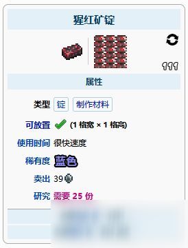 泰拉瑞亚猩红矿锭能合成什么，泰拉瑞亚猩红矿锭找不到